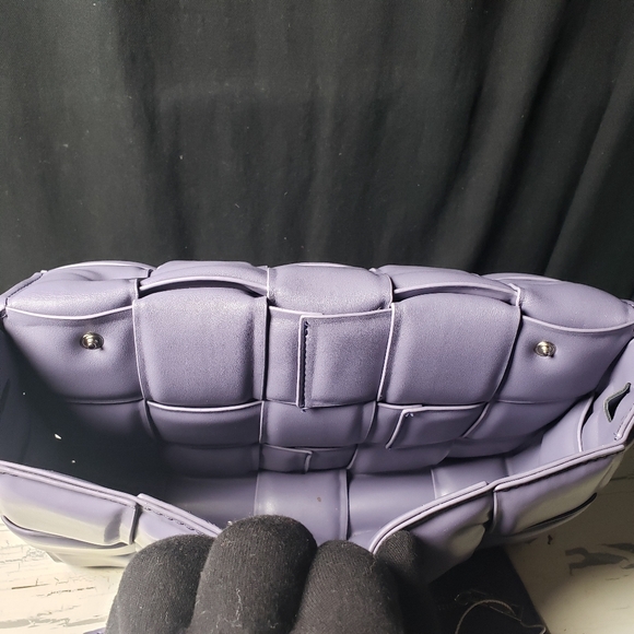 Inspired Shoulder Bag in Purple Cowhide with a Weighted Chain Strap - Picture 14 of 16